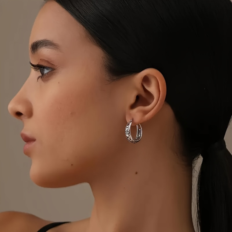 925 Sterling Silver Balinese Style Hoop Earrings for Halloween Christmas